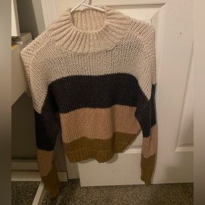 pink, tan and grey sweater